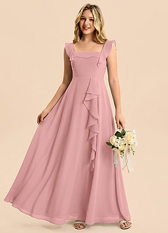 Azazie Nori Junior Dusty Rose A-Line Ruched Chiffon Dress image6