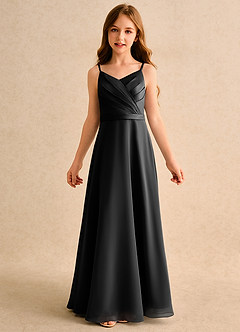 Azazie Umina Junior Formal Flower Girl Klänningar Klä A-Line i Matt satäng Plisserad image6