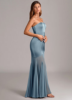 Azazie Uma Final Sale Dusty Blue Mermaid Strapless Chiffon Convertible Dress image4