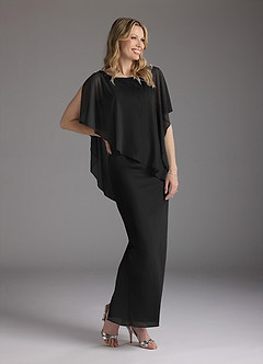 Azazie Aspyn Mother of the Bride Dresses Black Sheath Beaded Mesh Dress image4