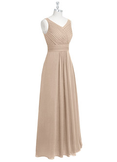 Azazie Pierrette Brautjungfernkleider A-Linie Plissee Chiffon Kleid Taupe image9