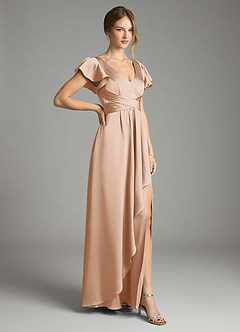 Azazie Omari Bridesmaid Dresses English Rose A-Line Stretch Satin Dress image5