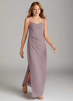 Azazie Mai Junior Dusk Sheath Pleated Chiffon Dress image4