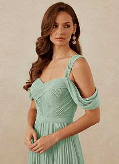 Christian Siriano Bridal for Azazie 1013 Bridesmaid Dresses Agave A-Line Off the Shoulder Chiffon Dress image2