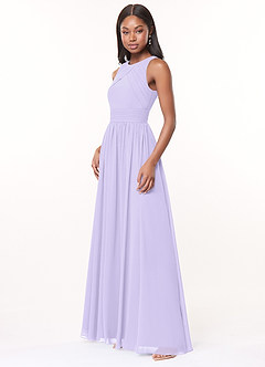 Azazie Harper Bridesmaid Dresses Lilac A-Line Pleated Chiffon Dress image3