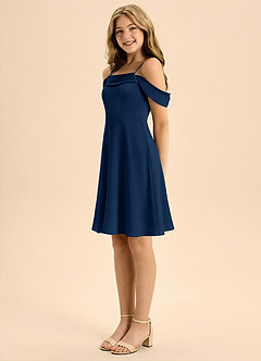 Azazie Anselie Junior Linia A Pofałdowany Satyna elastyczna Mini Młodsza druhna Sukienka image4