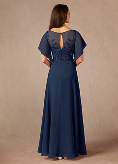 Azazie Faviola Mother of the Bride Dresses Dark Navy A-Line Boatneck sequins Chiffon Dress image2