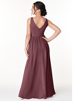 Azazie Sawyer Junior Sangria A-Line Pleated Chiffon Dress image2