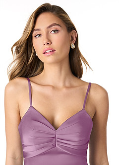 Azazie Linia Brautjungfernkleider Meerjungfrau-Linie Plissee Stretch-Satin Kleid Blauregen image4