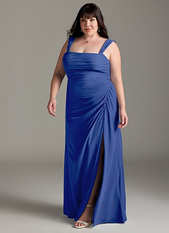 Azazie Jesaphine Bridesmaid Dresses Royal Blue Sheath Bow Chiffon Dress image12
