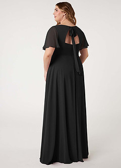 Azazie Kimber Vestidos de damas de honor Vestido de Negro de Gasa de Corte en A con Manga volante image12