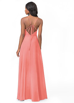 Azazie Everleigh Final Sale Coral A-Line Sweetheart Pleated Chiffon Dress image2