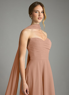 Azazie Ayla Abiti da Damigella Abito A-Line in Chiffon Scollo a Cuore Champagne Rosa image6