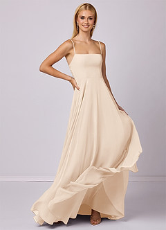 Barbie ♥ Azazie Brautjungfernkleider A-Linie Chiffon Kleid Alabaster Weiß image3