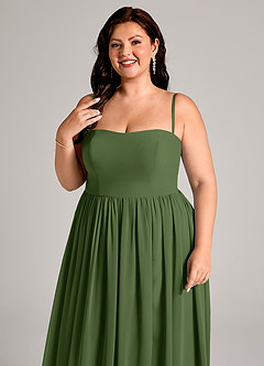 Azazie Calianna Bridesmaid Dresses Olive A-Line Off the Shoulder Chiffon Convertible Dress image11