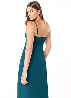 Azazie Justina Brautjungfernkleider A-Linie Herzausschnitt Chiffon Kleid Tintenblau image6