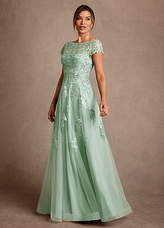 Azazie Jalinda Abiti per la Madre della Sposa Abito A-Line in Chiffon Pizzo Agave image4