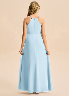 Azazie Farrah Junior Sky Blue A-Line Pleated Chiffon Dress image2