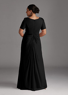 Azazie Bessie Kleider für die Brautmutter A-Linie Plissee Gittergewebe Kleid Schwarz image8