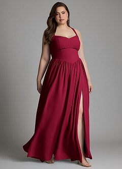 Azazie Francis Bridesmaid Dresses Burgundy A-Line Corset Chiffon Dress image12