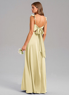 Azazie Everett Bridesmaid Dresses Lemon Sorbet A-Line Stretch Satin Dress image6