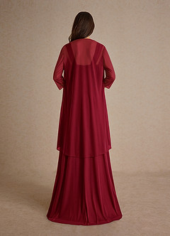 Azazie Clinton Mother of the Bride Dresses Burgundy A-Line Pleated Mesh Dress image3