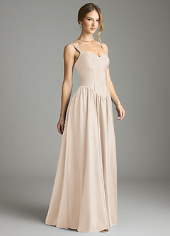 Azazie Evadina Suknie dla druhen Linia A Gorset Satyna elastyczna Do ziemi Sukienka image4