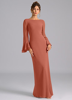 Azazie Leone Final Sale Clay Mermaid Corset Chiffon Dress image4