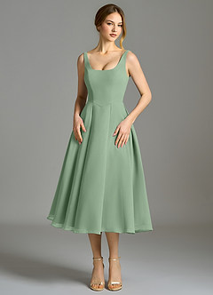 Azazie Amalie Brautjungfernkleider A-Linie Plissee Chiffon Kleid Matcha image4