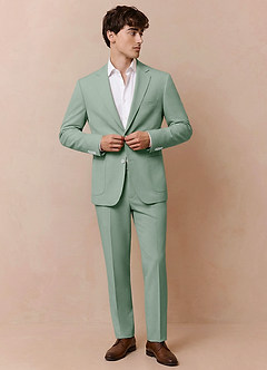 front Owen Dusty Sage Lightweight Tailored Suit Jacket