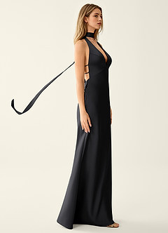 Wrenllien Black Satin Prom Dress image6