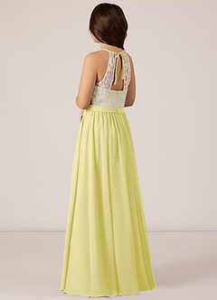 Azazie Fahari Junior Lemon Sorbet A-Line Lace Chiffon Dress image4