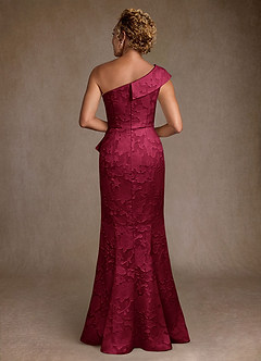 Azazie Hampton Moeder van de bruid jurken Zeemeermin Jurk van Bloemen Burn-out One-Shoulder Bourgondië image3