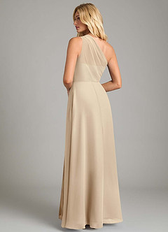 Azazie Phaedra Bridesmaid Dresses Champagne A-Line One Shoulder Chiffon Dress image2