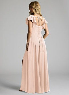 Azazie Bondi Bridesmaid Dresses Blushing Pink A-Line Bow Stretch Satin Dress image3