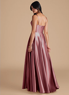 Azazie Elle Brautjungfernkleider A-Linie mit Taschen Metallischer Satin Kleid Vintage Mauve image2