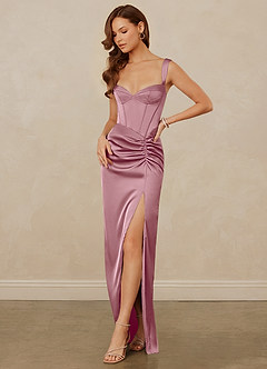 Christian Siriano Bridal for Azazie 1017 Final Sale Vintage Mauve Sheath Sweetheart Neckline Stretch Satin Dress image4