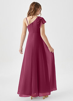 Azazie Arabella Junior Mulberry A-Line Ruched Chiffon Dress image2