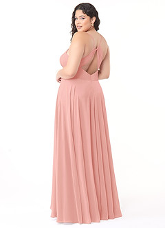 Azazie Avelina Brautjungfernkleider A-Linie V-Hals Gefaltet Chiffon Kleid Rosettenrosa image9