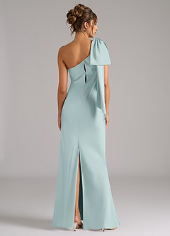 Azazie Capri Bridesmaid Dresses Mist Mermaid One Shoulder Stretch Satin Dress image2