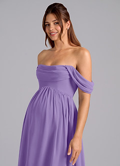 Azazie Saige Robes de demoiselle d'honneur de maternité Robe Trapèze Plissée Longueur ras du sol Mousseline de soie image6