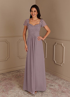 Azazie Gwenyth Mother of the Bride Dresses Dusk A-Line Lace Chiffon Dress image3