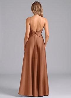 Azazie Elita Bridesmaid Dresses Bronzer A-Line Pleated Stretch Satin Dress image5