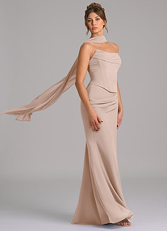 Azazie Sorrel Robes de demoiselle d'honneur Robe Sirène en Mousseline de soie Corset Rose Anglais image3