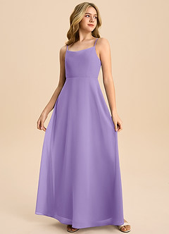 Azazie Shale Junior Tahiti A-Line Bow Chiffon Dress image4