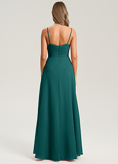 Azazie Terese Bridesmaid Dresses Peacock A-Line Pleated Chiffon Dress image2