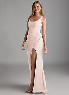 Azazie Mero Bridesmaid Dresses Rose Petal Sheath Pleated Chiffon Dress image7