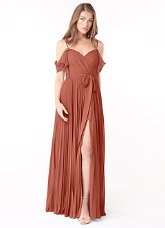 Azazie Lyney Bridesmaid Dresses Clay A-Line Off the Shoulder Chiffon Dress image1