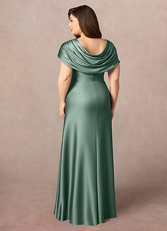 Azazie Branford Kleider für die Brautmutter A-Linie Plissee Stretch-Satin Kleid Eukalyptus image10