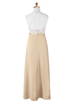 Azazie Rana Junior Champagne A-Line Lace Chiffon Dress image6